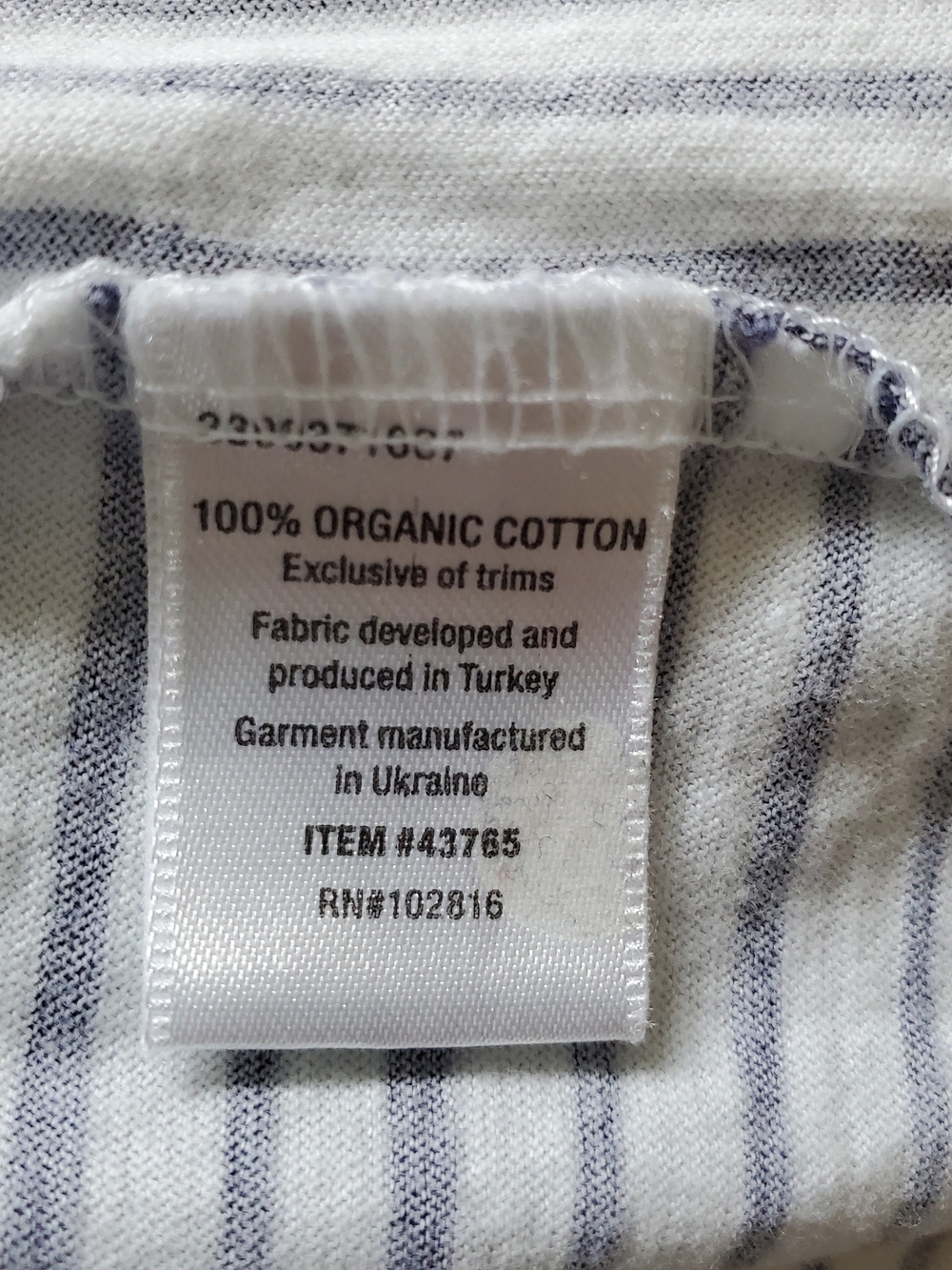 Garnet Hill White and Navy Striped Tee Dress.  Size Medium - Picture 6 of 6